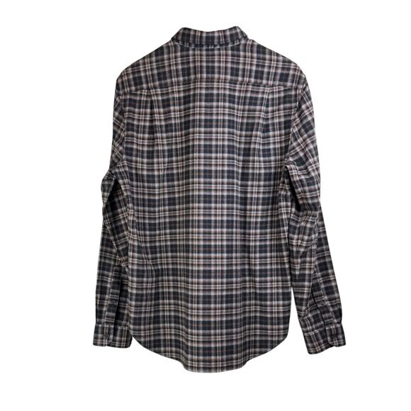 Vince Wool Cotton Brown Plaid Flannel Long Sleeve Button Up Collar Shirt Pocket - Picture 2 of 9